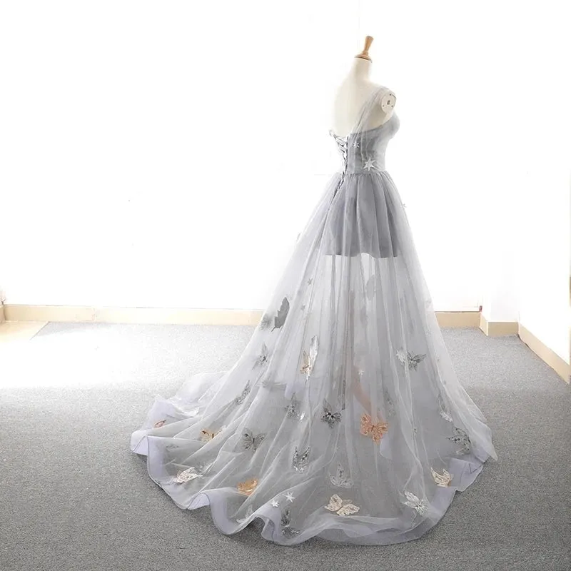 A Line Sweetheart Tulle Prom Dress