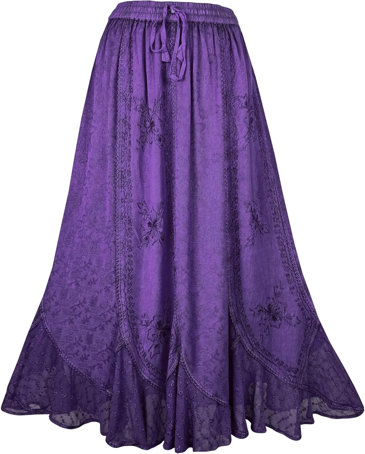 Agan Traders Women's 2025 Summer Medieval High Waisted Maxi Skirts for Women - A Line Drawstring Embroidered Long Maxi Skirt