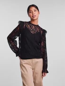 Allie Lace Bluse - Sort