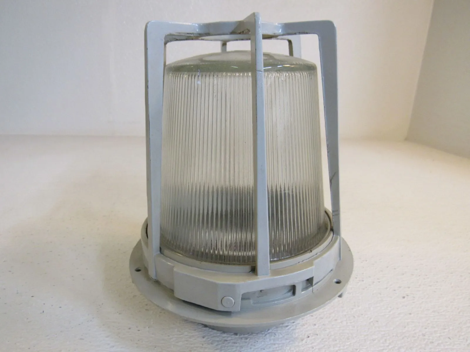 Appleton Electric Caged Outdoor Light Fixture 10in x 8in Gray/White Metal -- Used
