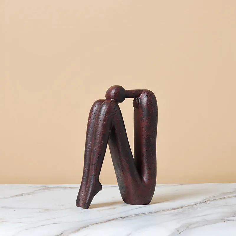 Back-to-back Stickman Sculpture Ceramic Crafts Ornaments