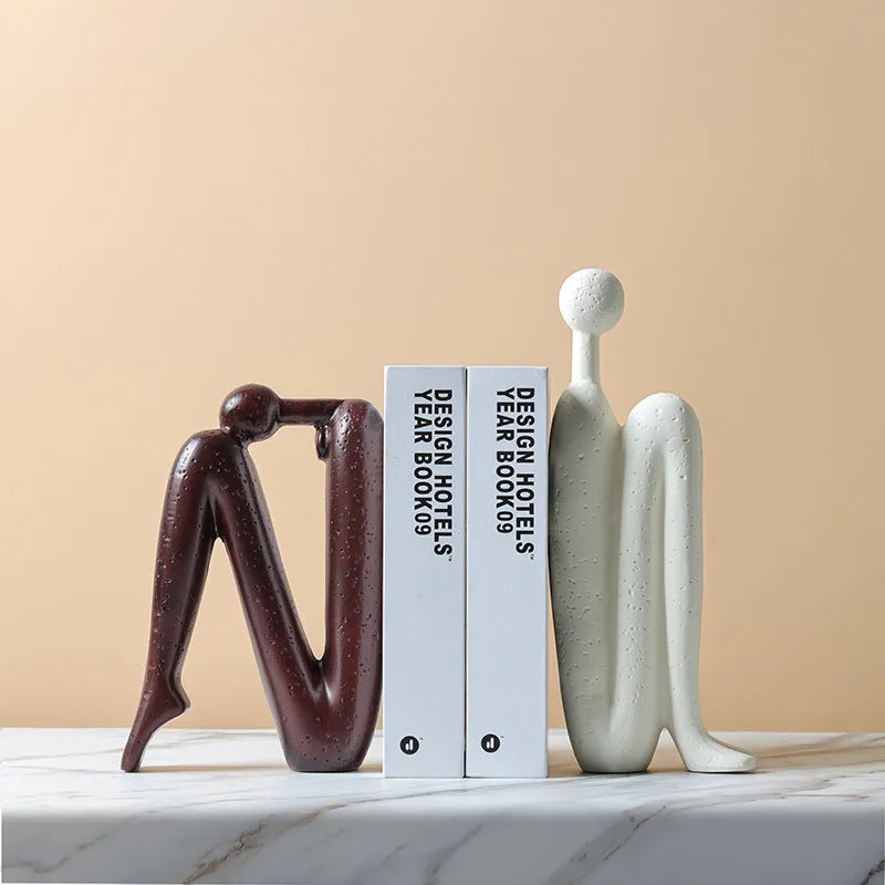 Back-to-back Stickman Sculpture Ceramic Crafts Ornaments