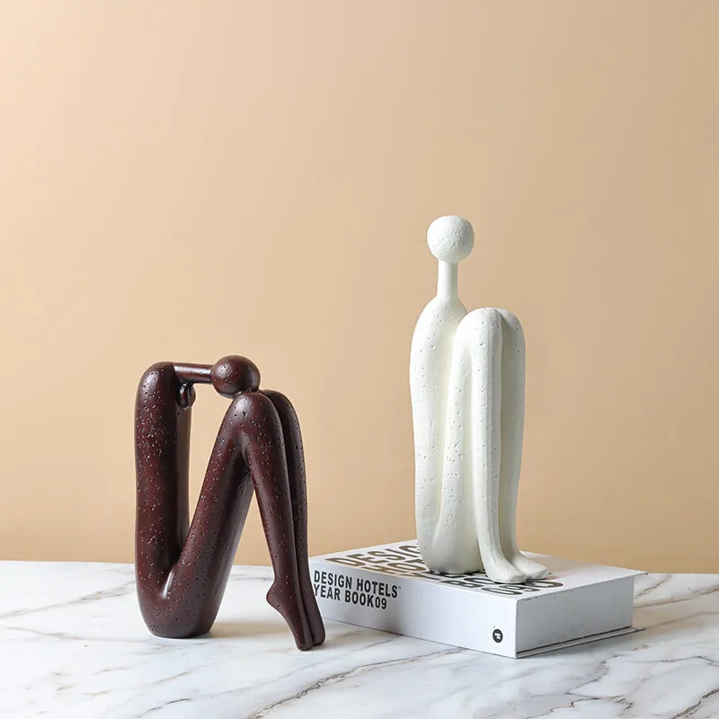 Back-to-back Stickman Sculpture Ceramic Crafts Ornaments