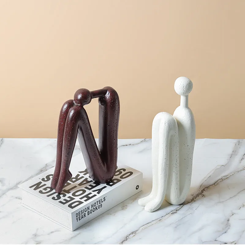 Back-to-back Stickman Sculpture Ceramic Crafts Ornaments