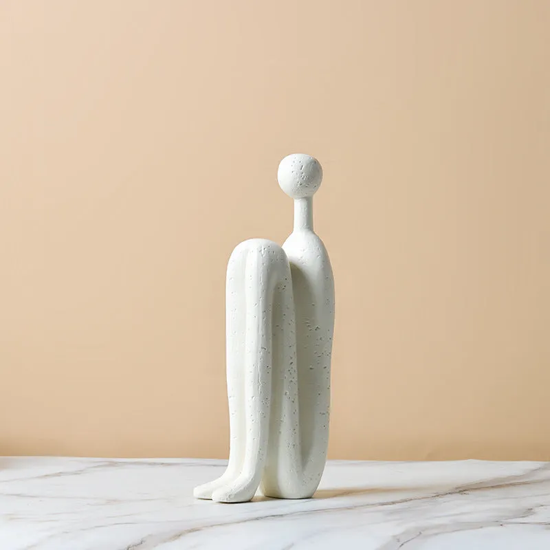 Back-to-back Stickman Sculpture Ceramic Crafts Ornaments