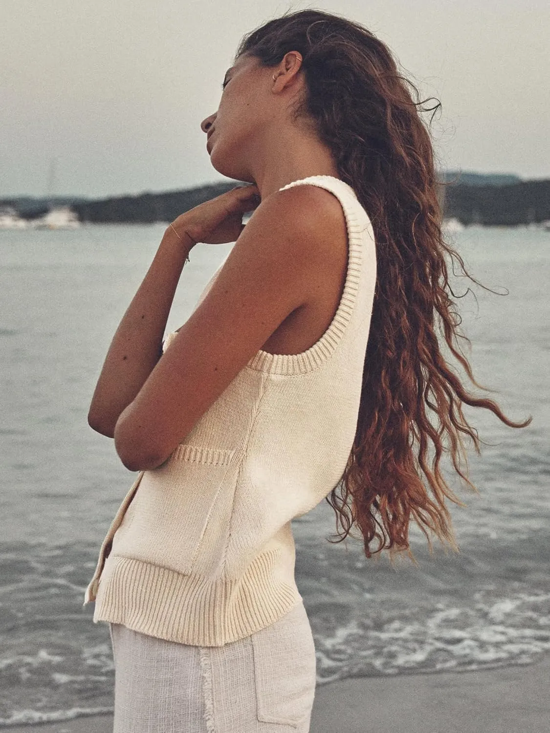 Beautiful Nomad Women's Knit Sweater Vest Sleeveless Tank Tops Casual Y2K Button Down Cardigan Vest Shirts