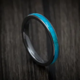 Black Zirconium and Turquoise Men's Ring Custom Made