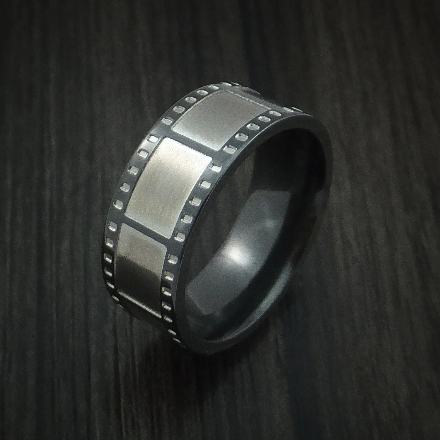 Black Zirconium Film Strip Men's Ring Custom Made Band