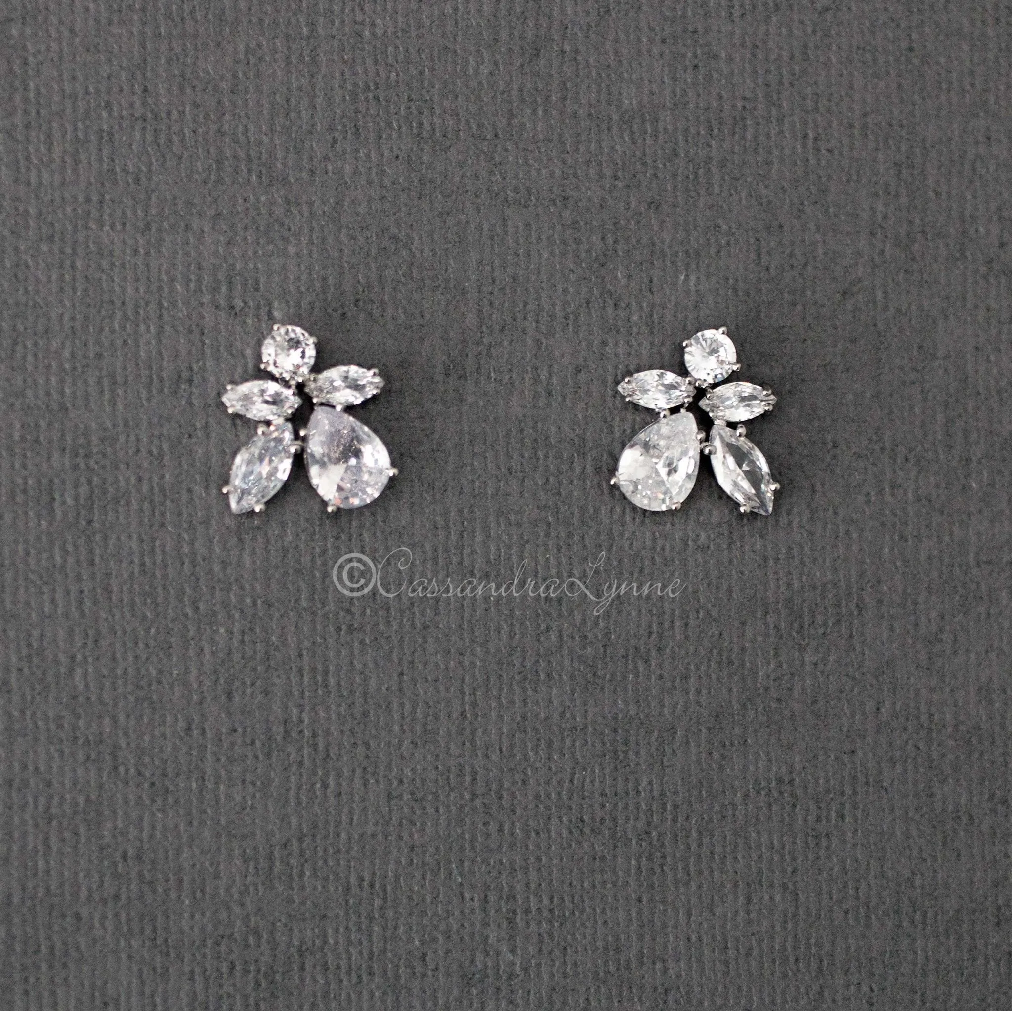 CZ Cluster Bridal Earrings