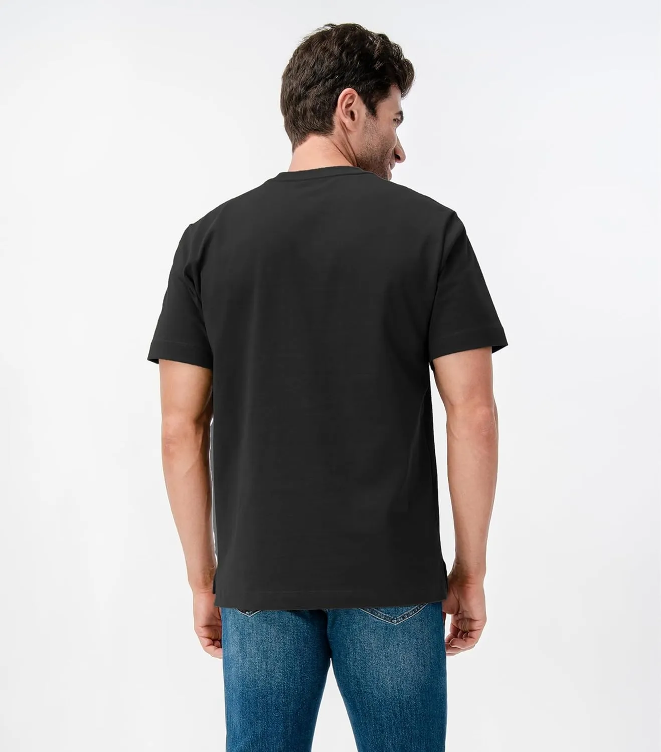 DAVID ARCHY Men's Heavyweight T-Shirt 260g Cotton Sorona Moisture-Wicking Shirts Stretch Side Slit Tees for Men 1-Pack