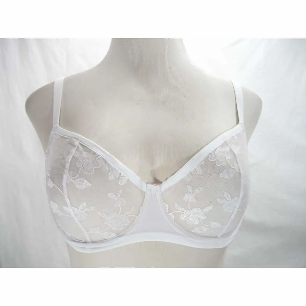 Felina 190013 Sabrina Semi Sheer Lace Demi Underwire Bra 34C White