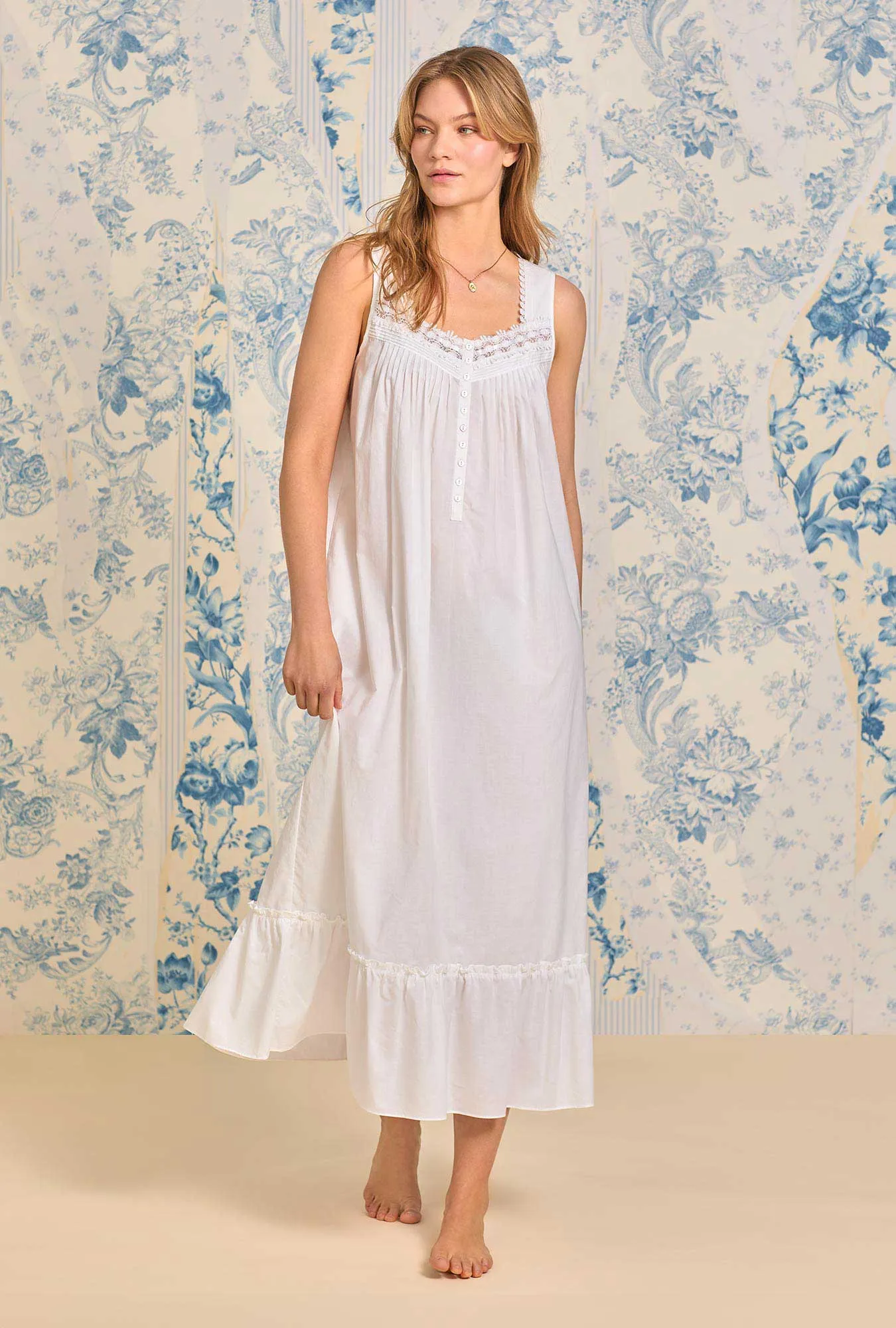 Iconic White "Eileen" Cotton Lawn Nightgown
