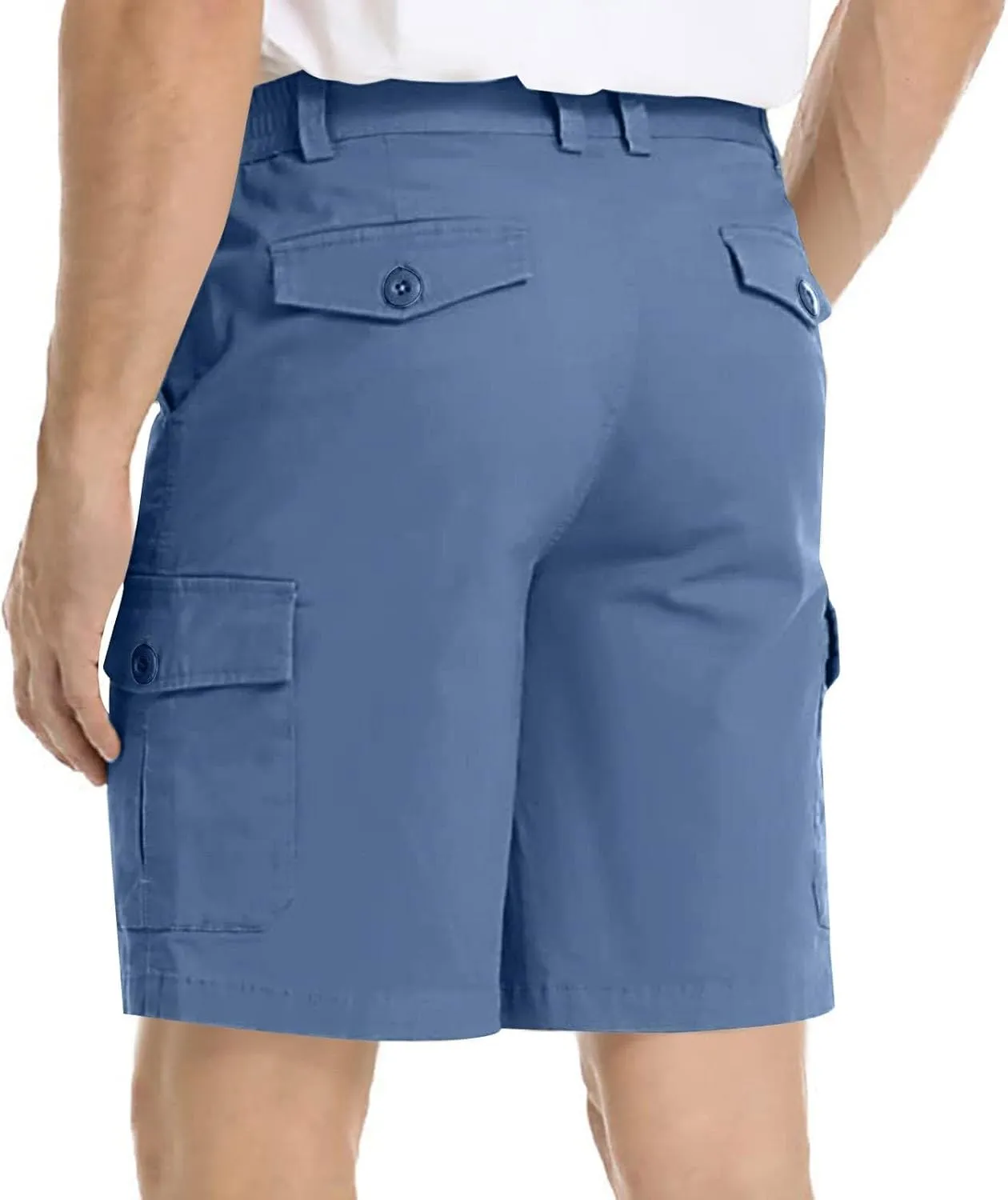 Men's Lightweight Flat Front Work Dress Short Straight Leg Summer Slim Suit Shorts Casual Multi-Pocket Cargo Pant