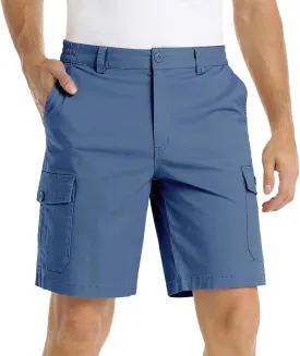 Men's Lightweight Flat Front Work Dress Short Straight Leg Summer Slim Suit Shorts Casual Multi-Pocket Cargo Pant