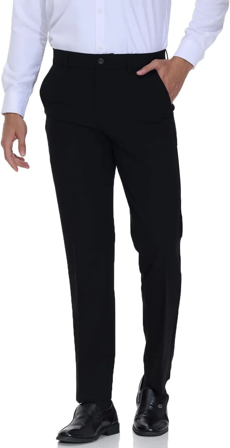 Soojun Men's Modern Fit Flex Flat Front Dress Pants