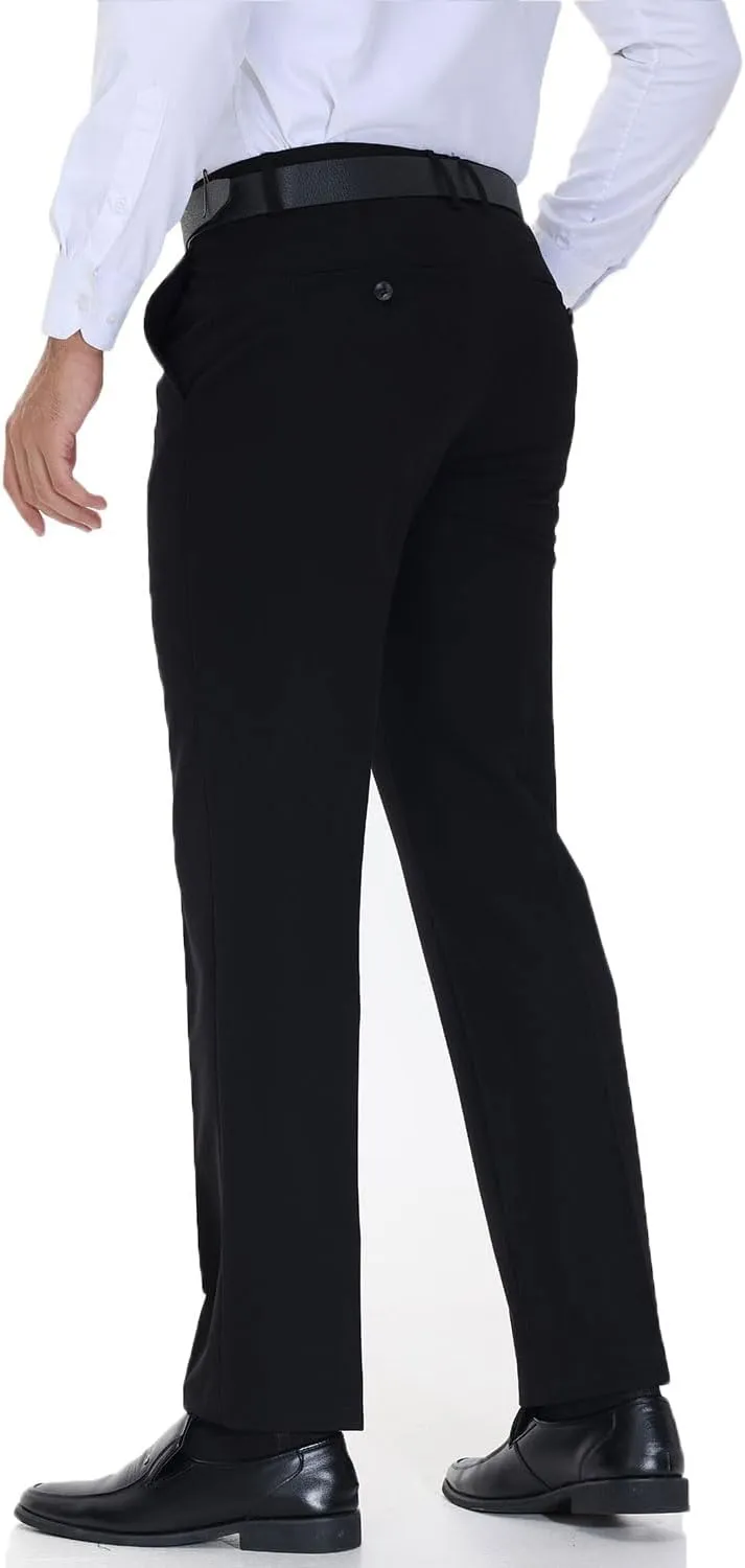 Soojun Men's Modern Fit Flex Flat Front Dress Pants