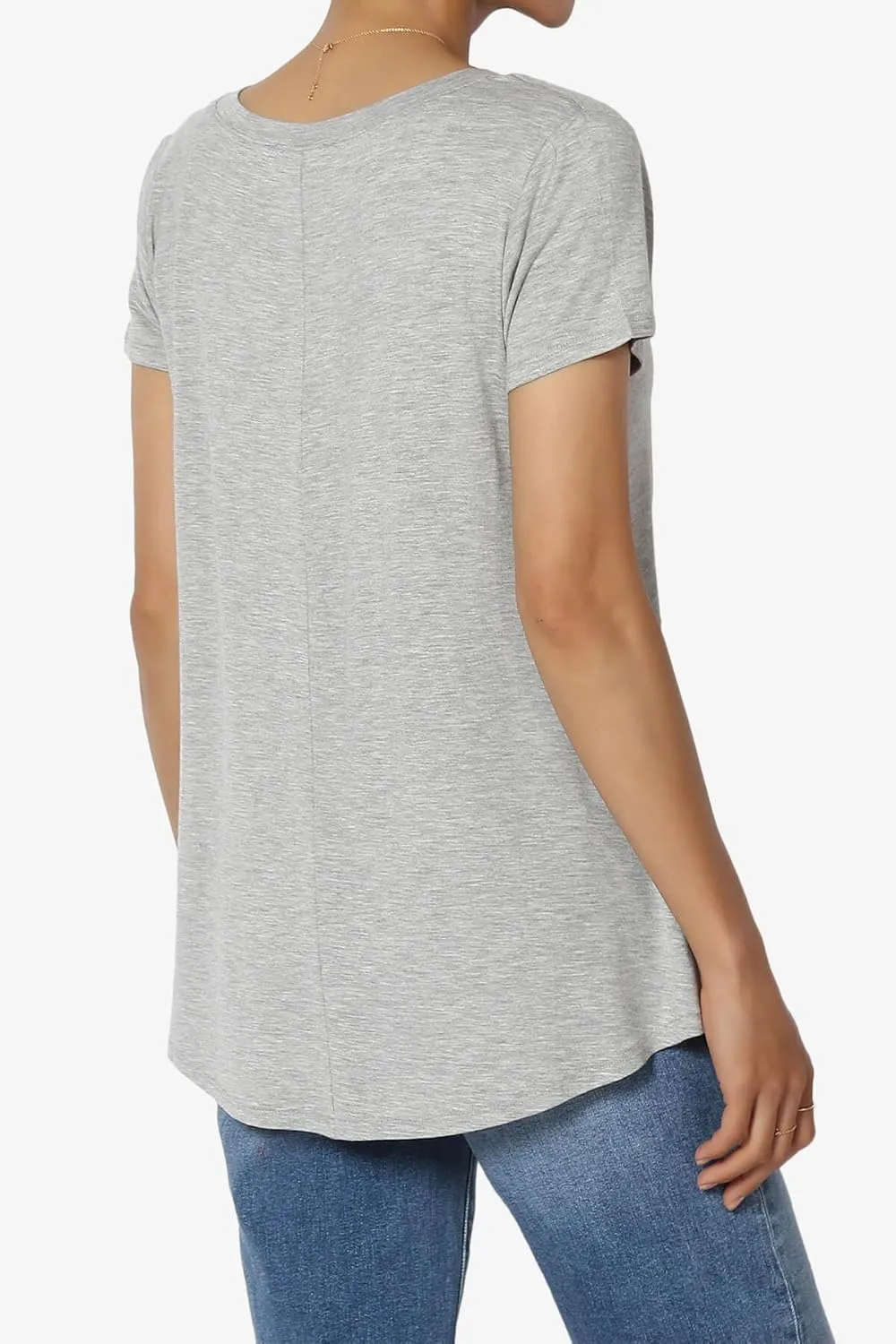 TheMogan Women's Casual V-Neck Short Sleeve T-Shirt Soft Drapey Jersey Relaxed Top Perfect Tee