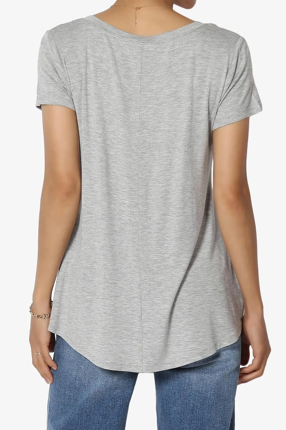 TheMogan Women's Casual V-Neck Short Sleeve T-Shirt Soft Drapey Jersey Relaxed Top Perfect Tee