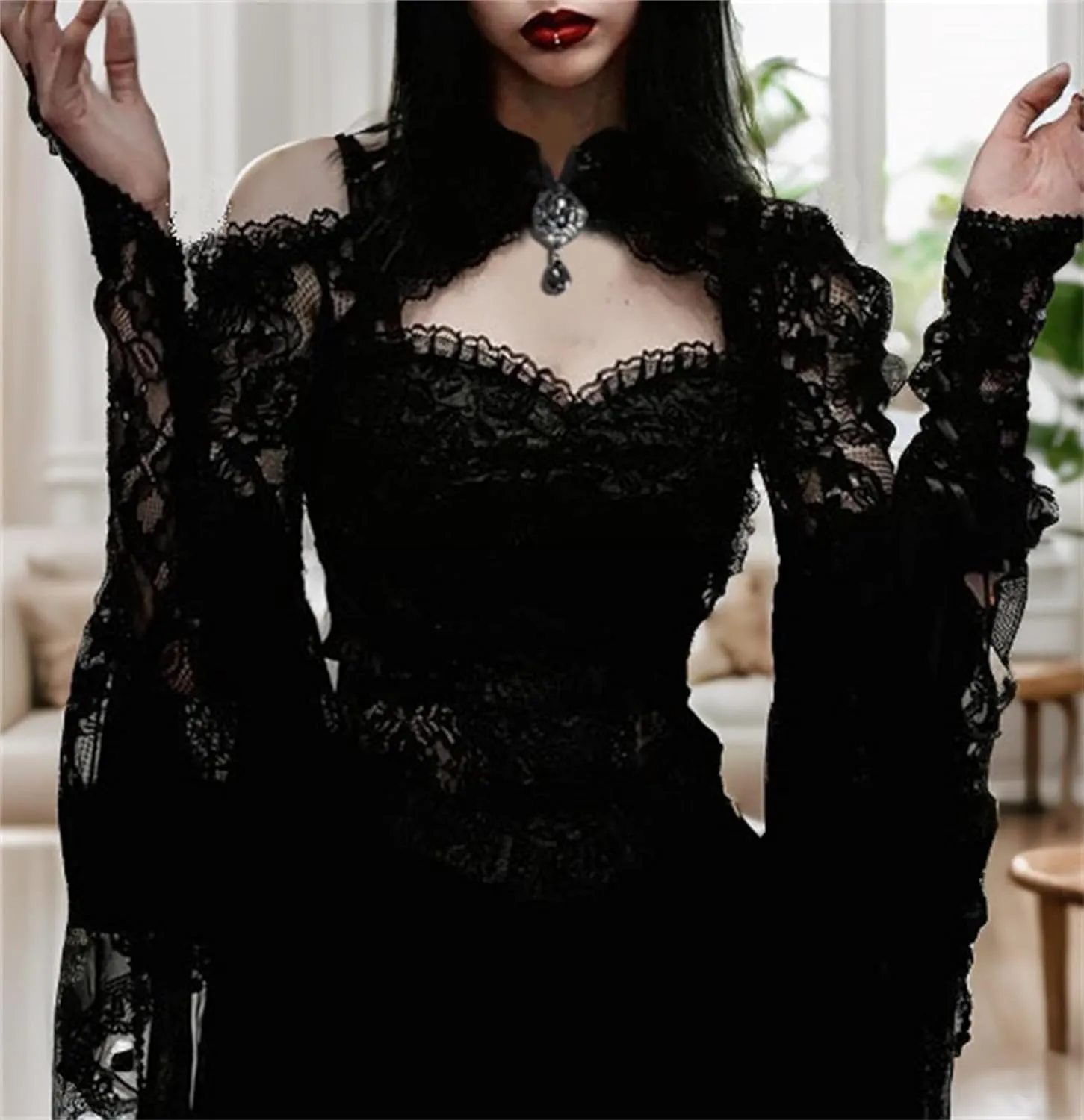 Victorian Bridal Shrug Crop Tops for Women Bohemian Goth Y2k Rave Emo