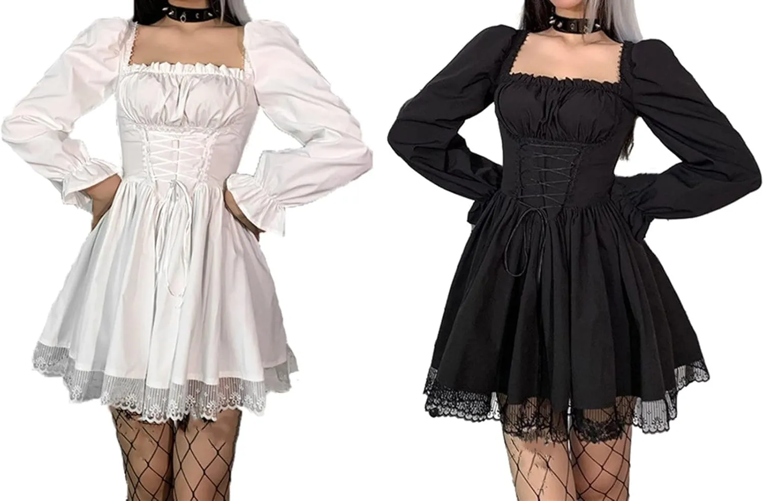 Women Gothic Dress Backless Y2k E-Girl Mall Goth Dresses Long Sleeve