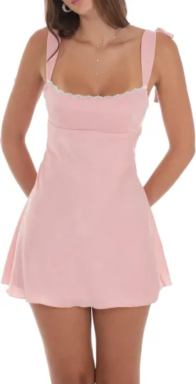 Women Graduation Mini Dress Lace Up Backless College Grad Dress Bow Tie Shoulder Short Formal Dresses