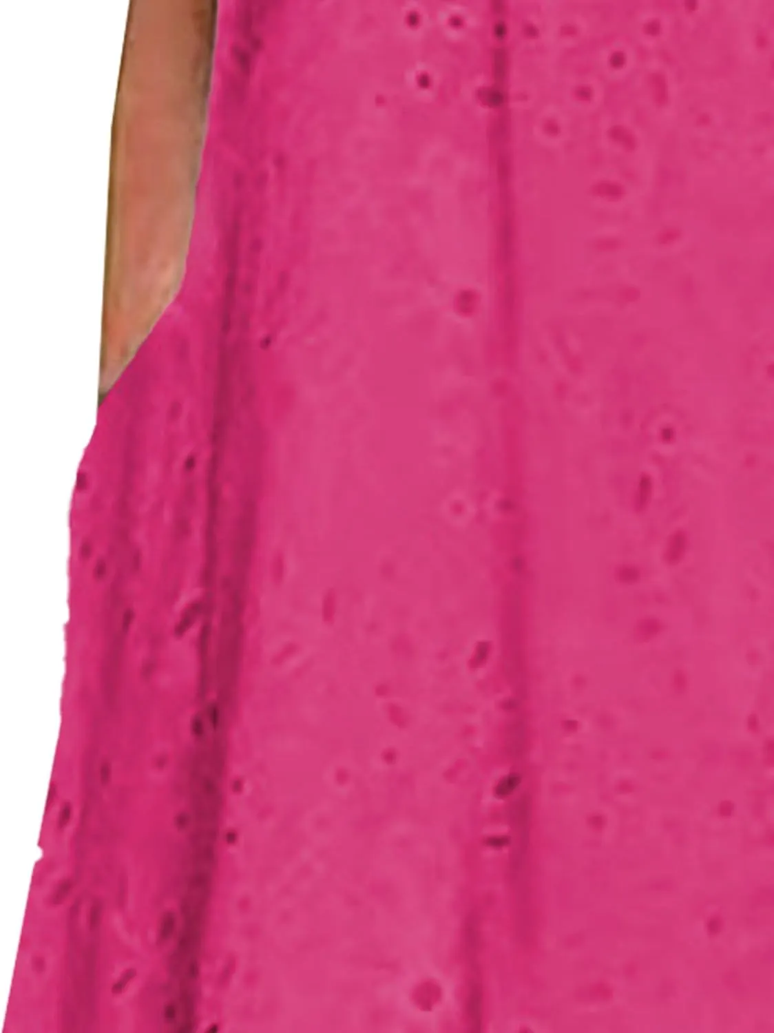 Women Summer Ruffle Hem Floral Lace Eyelet Dress Casual Notch Neck Midi Tunic Dress with Pocket 2025 Trendy