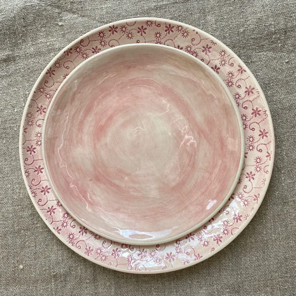 Wonki Ware 23cm Side Plate  - Pink Wash or Lace